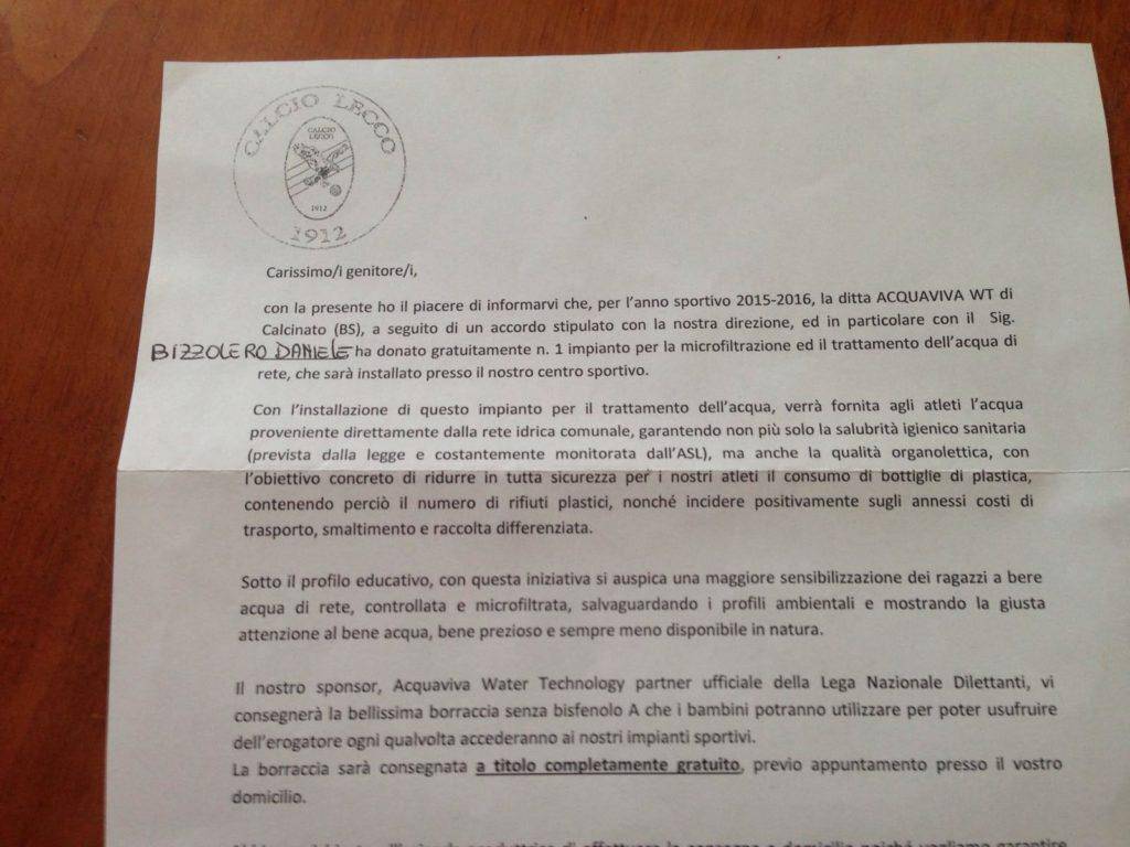 calcio lecco settore giovanile lettera acqua (1)