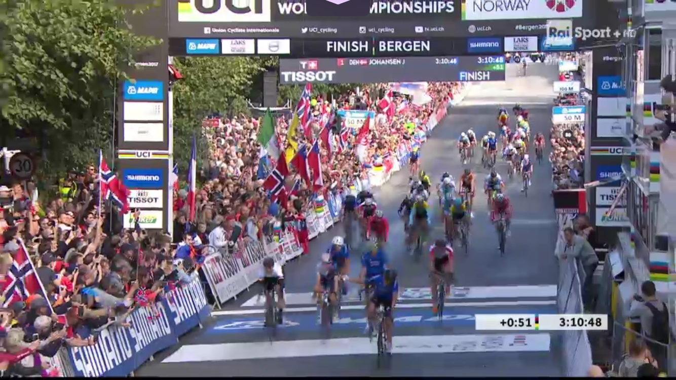 L'arrivo del Mondiale di ciclismo Juniores a Bergen: brilla Colnaghi