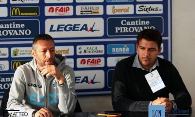 Alessio Delpiano e Michael Cuomo in sala stampa dopo Lecco-Bustese