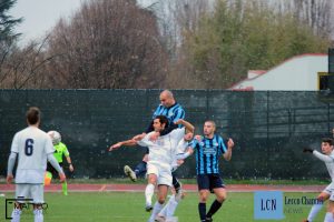 Il gol di Cristofoli durante Romanese-Lecco